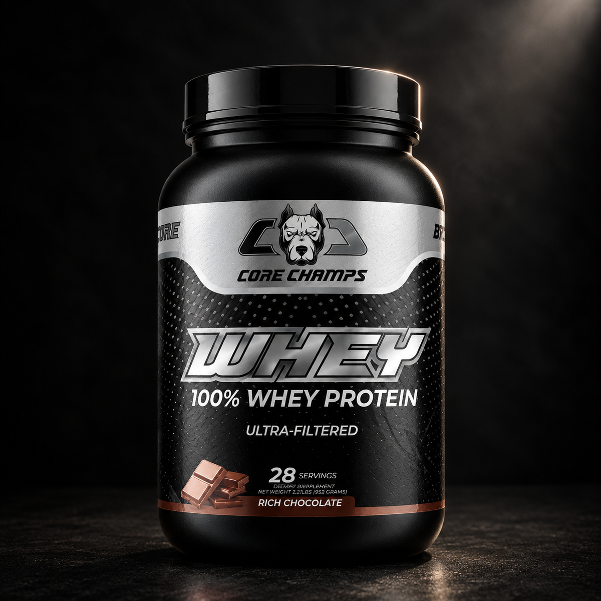 CORE CHAMPS 100% Whey Protein – Rich Chocolate (952 g)