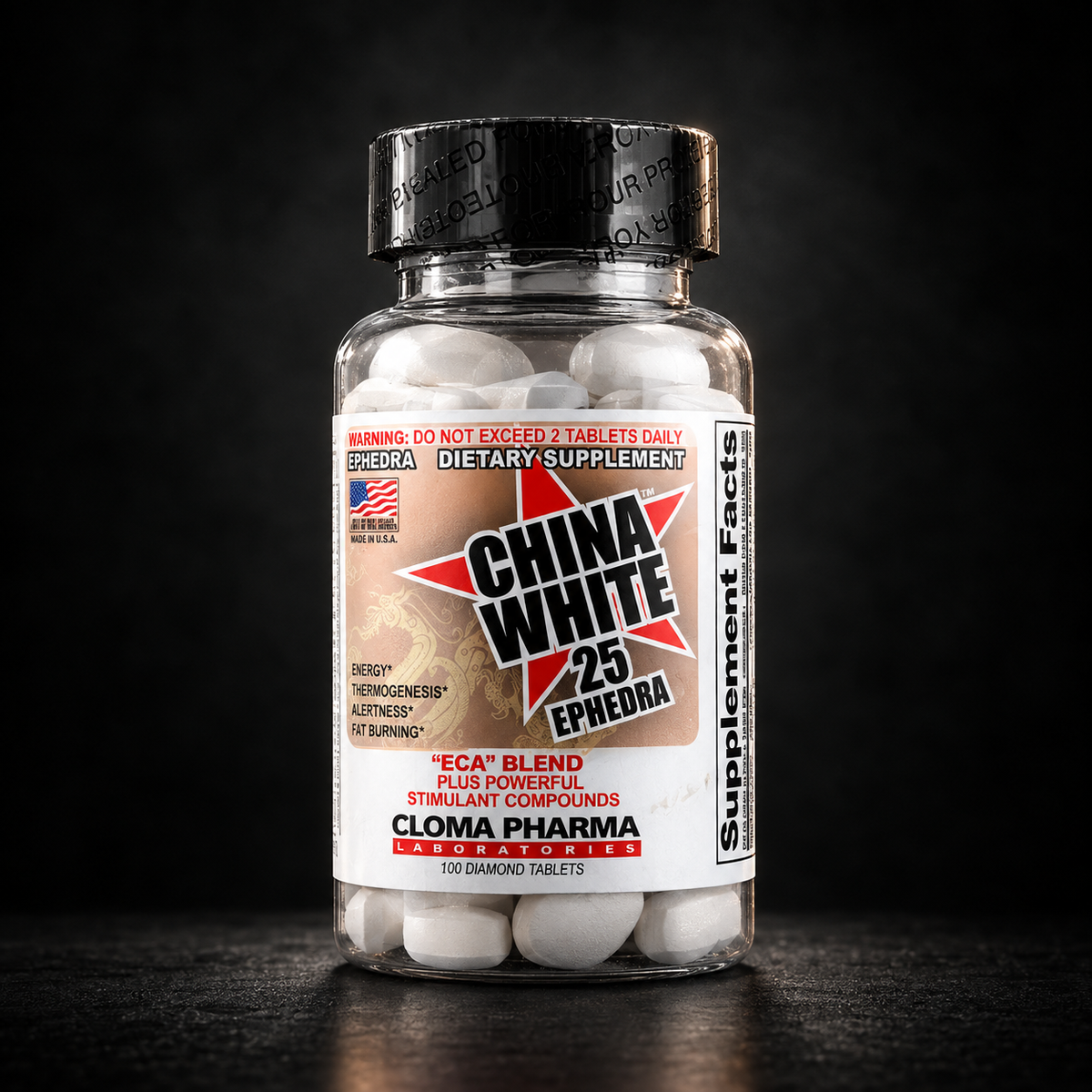 Cloma Pharma China White 25 Ephedra – 100 Tablets