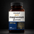 NatureBell Pure Magnesium Glycinate 500 mg – 240 Vegetarian Capsules