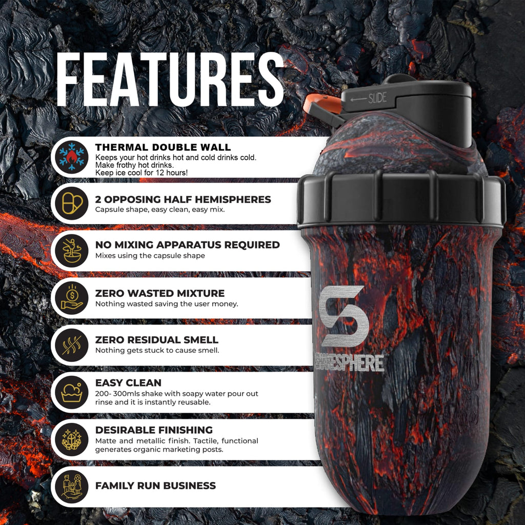 Shekspear shaker bottle 700mls "Tumbler" Double Wall Steel Shaker